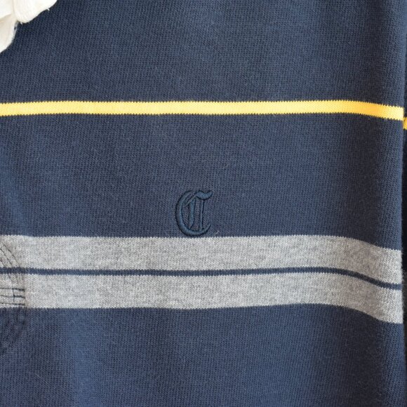 Men's Daniel Cremieux Rugby Shirt Padded Elbow Patches 2XT TALL Blue Striped - Picture 4 of 12